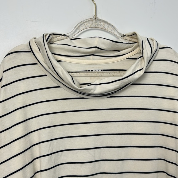 L.L.Bean| Navy/Off-White Striped Cowl Neck Shirt sz 3x Plus - Picture 2 of 5
